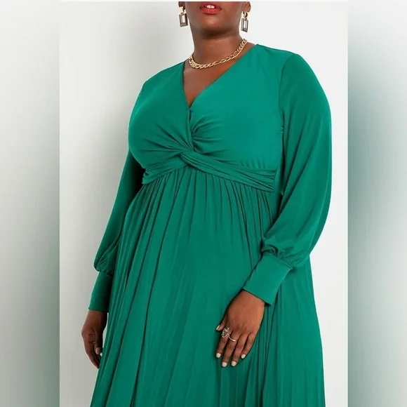 ELOQUII | Knotted Front Pleated Skirt Dress - Picture 5 of 12